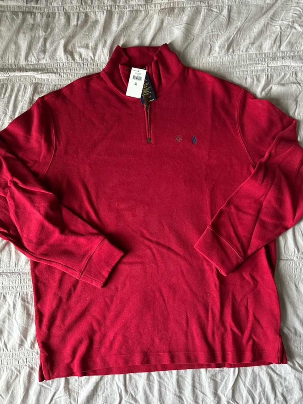 Polo by Ralph Lauren Men's Red Quarter-Zip Sweater